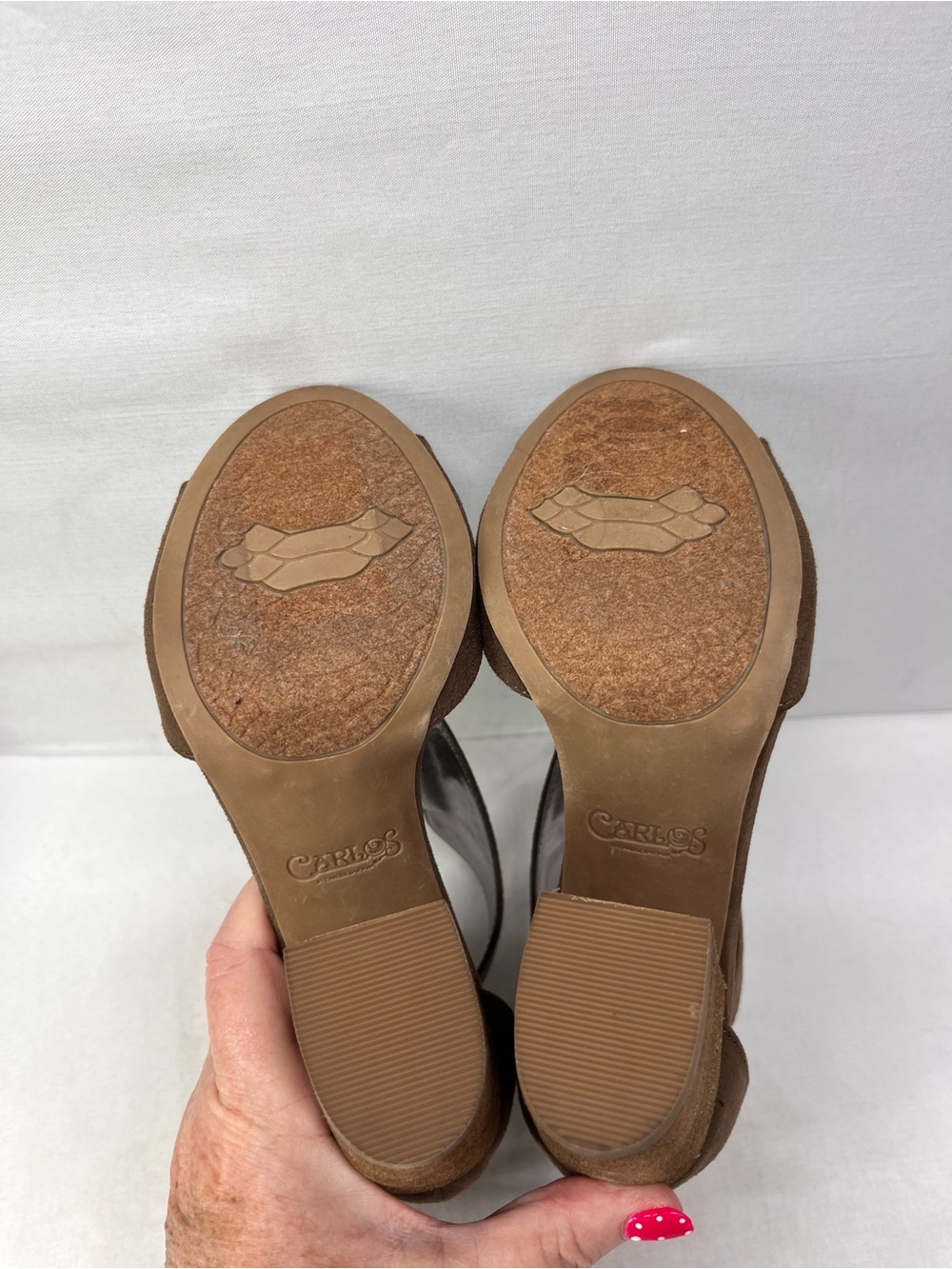 Carlos by Carlos Santana Brown Suede Peep-Toe Zip Heels - Picture 6 of 6